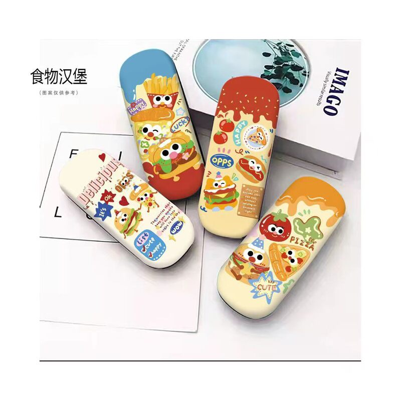 Cartoon Hard-Shell Glasses Case with Logo Customization, English Bear Head Design, High-End Feel, Student Glasses Storage Box