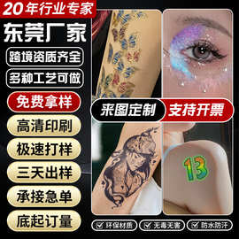 来图diy纹身贴定制 防水环保草本果汁闪粉夜光跨境纹身贴纸定做