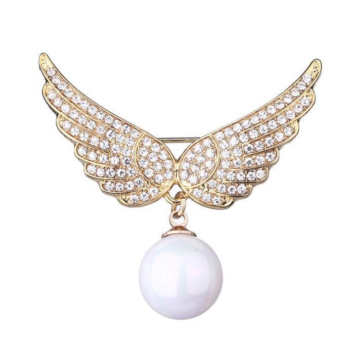 천사 날개 칼라 안티 라이트 진주 버클 핀 고정 옷 작은 브로치 여성용 칼라 핀 액세서리 핀 버클 핀