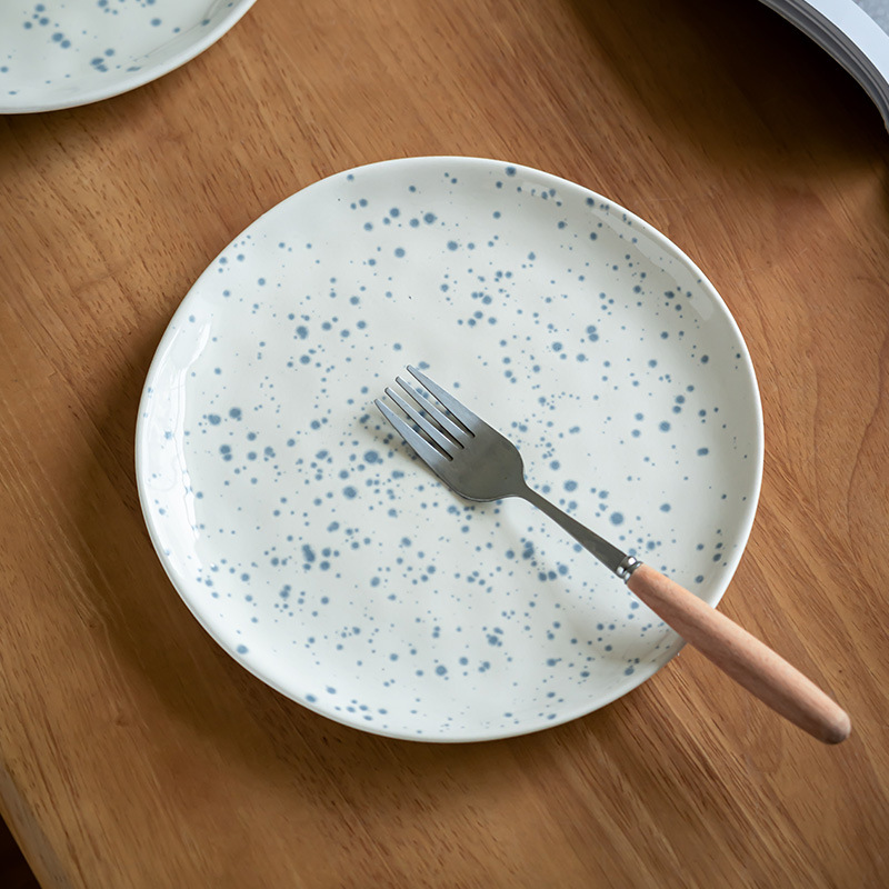 Plato de cerámica con salpicaduras de tinta creativa Plato de cena occidental irregular Plato de desayuno Plato de ensalada Plato de verduras de forma especial Plato de vajilla para el hogar