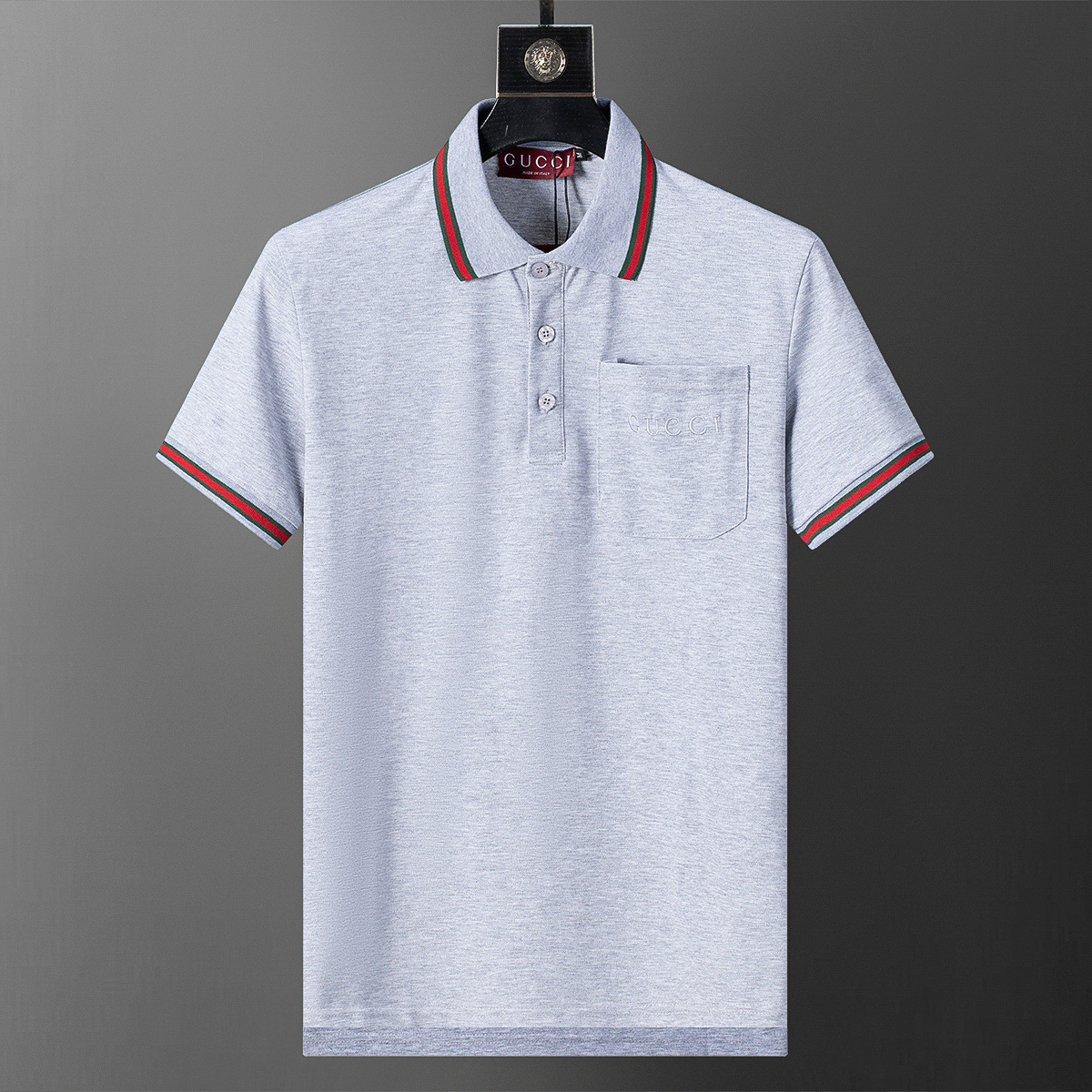 Cross-border versión correcta 26 nuevo polo para hombres color sólido negocios Jacquard casual con solapa de punto manga corta 1