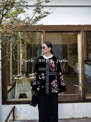 深圳南油女装矜奢活动性真丝丝绒满绣黑色宽松外套新中式国潮