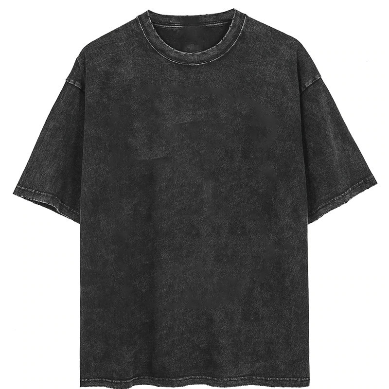 Long-Term New Style Washed Distressed Retro Pure Cotton Western Pattern Printed Street Retro Short-Sleeved T-Shirt