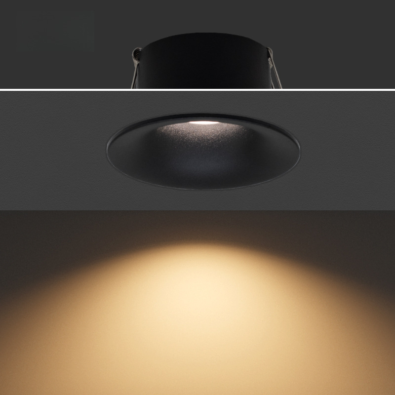 Downlight sin marco incrustado taza profunda anti-deslumbramiento arco de 75mm negro sala de estar sin luz principal luz de techo inteligente