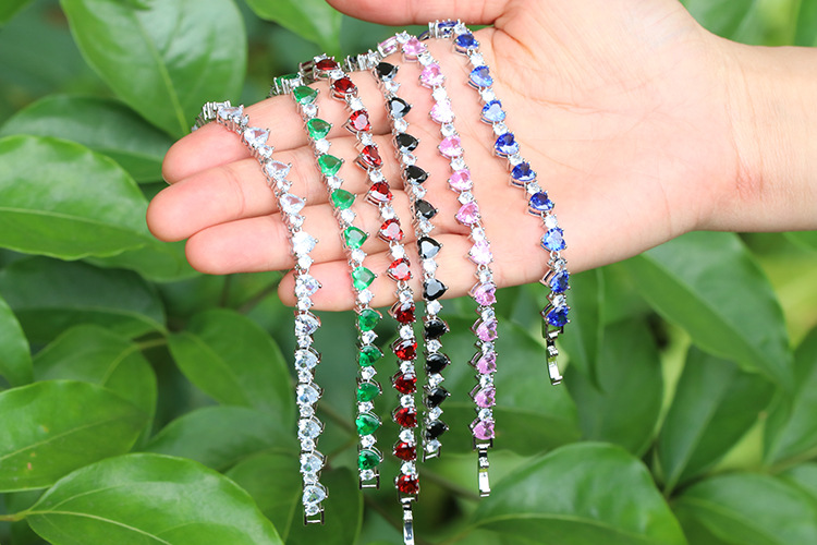 Women'S Gender Sweet Heart Copper Plating Zircon Bracelets