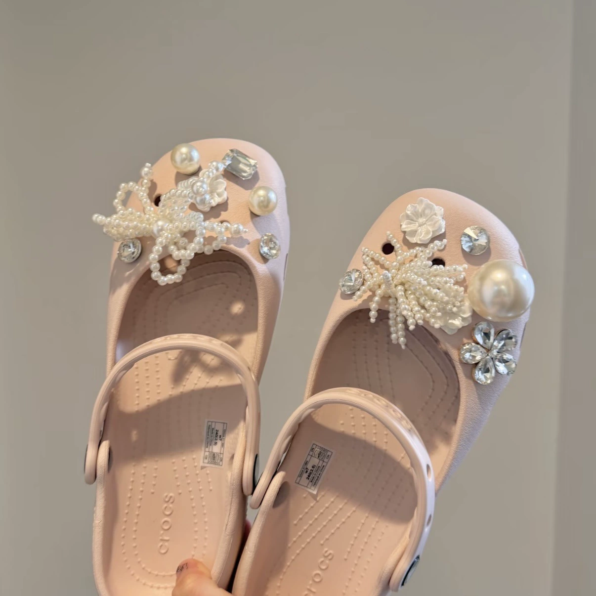Оригинальные балетные туфли Pearl Girl Crocs, аксессуары для цветов к Crocs, верх Crocs, индивидуальная доработка