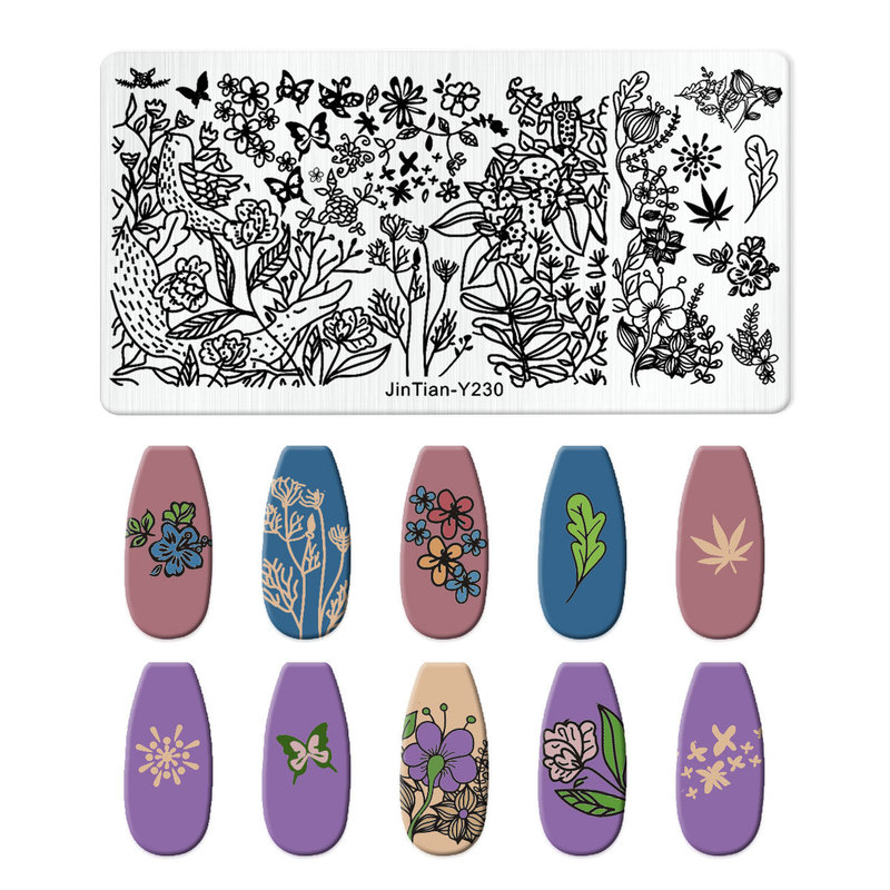 美甲跨境印花板磨砂钢板蝴蝶 Nailplate不锈钢指甲模板转印批发|undefined