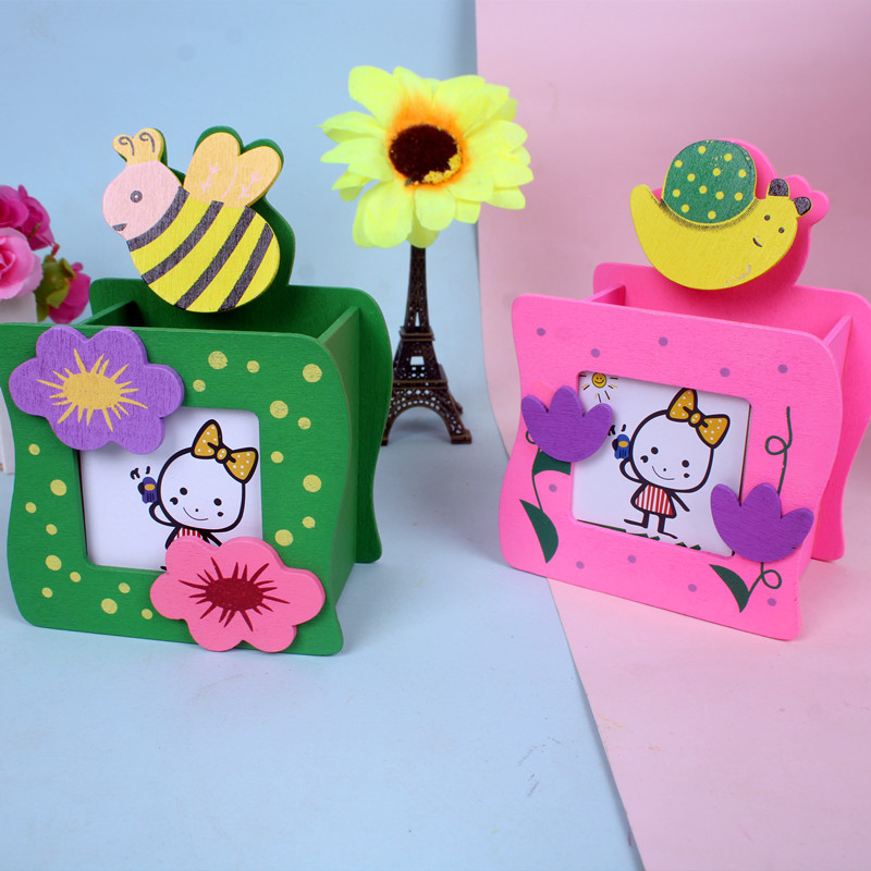 Premios creativos para estudiantes de primaria Portalápices de madera Dibujos animados lindos regalos para niños útiles escolares Papelería de jardín de infantes