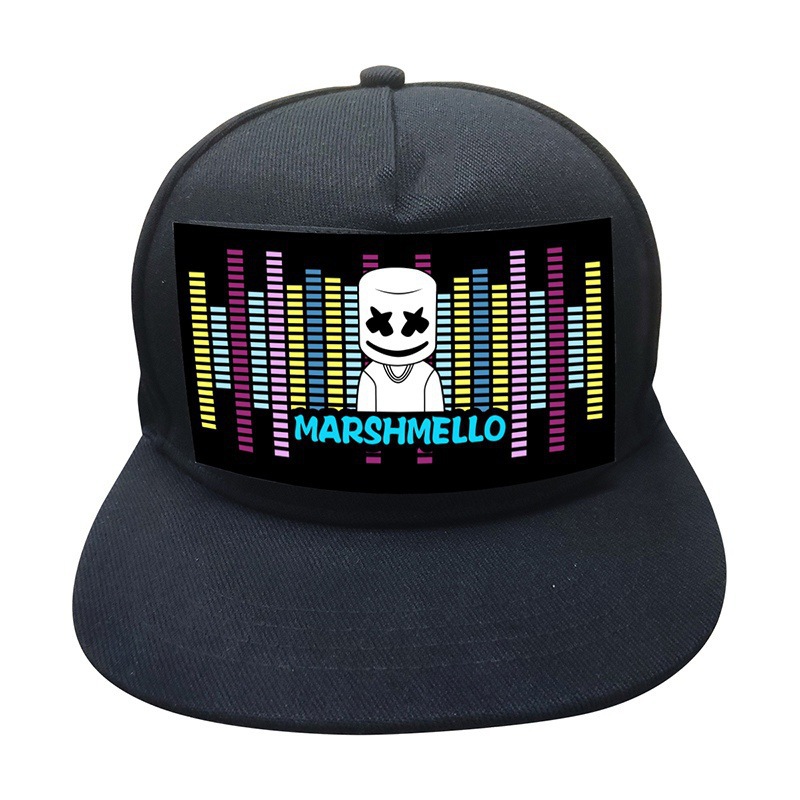 EL Music Luminous Hat Bar Prom EL Cold Light Film Voice Control Luminous Baseball Cap Logo Pattern Luminous Hat