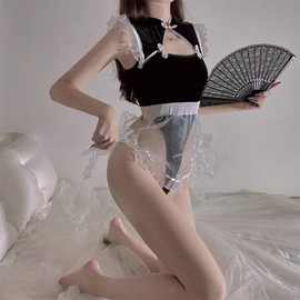 情趣内衣性感复古镂空绑带旗袍式制服纯欲系古典盘扣修身女仆诱惑