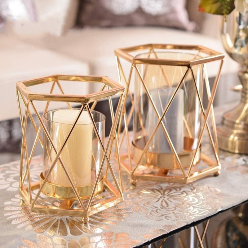 Transfronterizo de hierro de vidrio forjado ornamentos galvanizados ornamentos de mesa de comedor candelabros escenas de diseño accesorios ornamentos decorativos