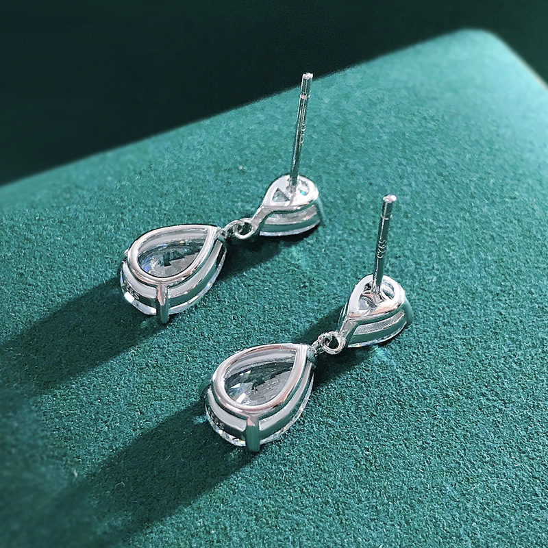 Women'S Gender Inlay Design 1 Pair Simple Style Commute Water Droplets Inlay 925 Sterling Silver High Carbon Diamond Drop Earrings