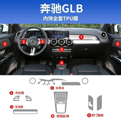 Car interior film: 180 Tempered Decorative Car Supplies - 20-25-mercedes-benz-glb-full-set-tpu-without-integrated-screen