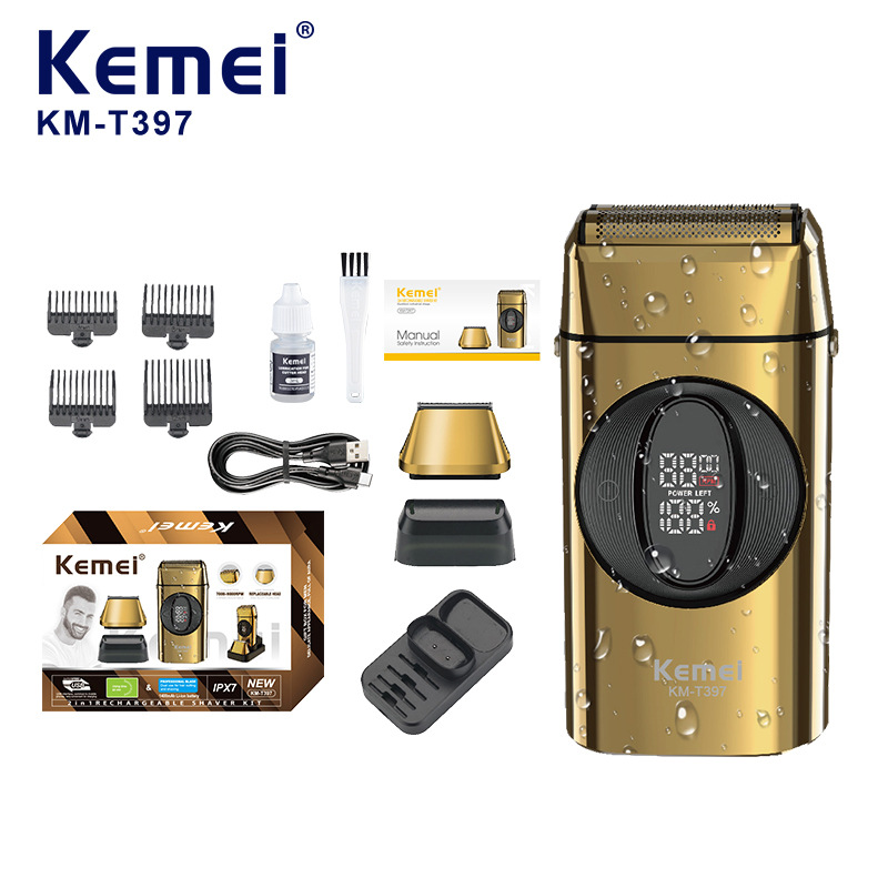 Afeitadora recíproca Kemei de alta potencia KM-T397, afeitadora eléctrica de alta gama para hombres