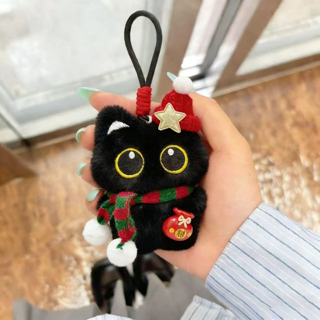 Nuevo gatito colgante de Año Nuevo para atraer dinero billetera gato lindo muñeca de peluche llavero muñeca regalo pareja