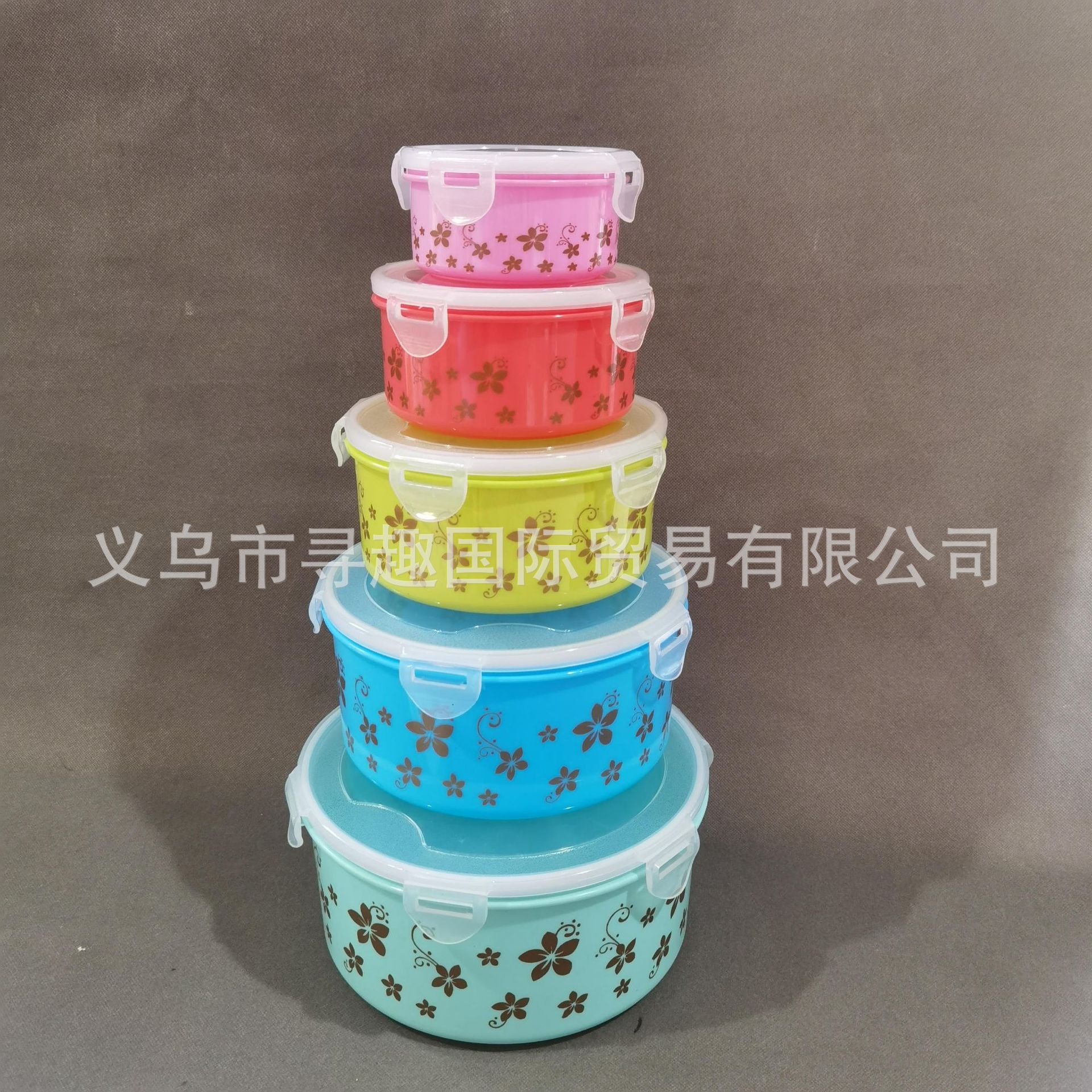 2878 caja de conservación fresca redonda de cinco piezas, caja de almacenamiento en refrigerador, lonchera desechable, lonchera para microondas