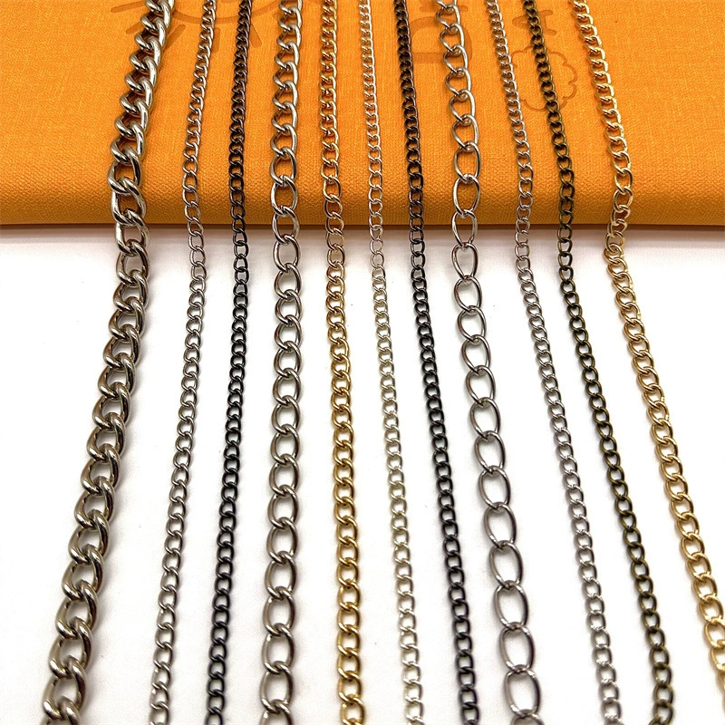 Металлическая цепь зашифрованная тонкая железная цепь 0.6.0.8.0.9 мм цепь diy ювелирные изделия могут быть выровнены по цвету