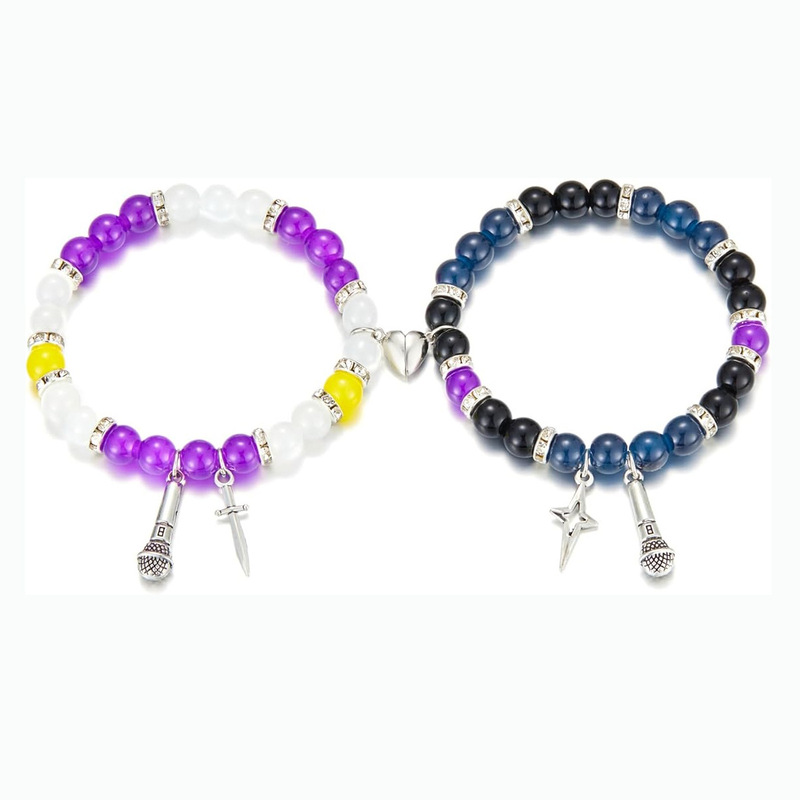 European and American Cross-Border Rumijinu Friendship Beaded Heart Magnetic Men and Women Couple Bracelets Elastic Hand Jewelry Bestie Accessories