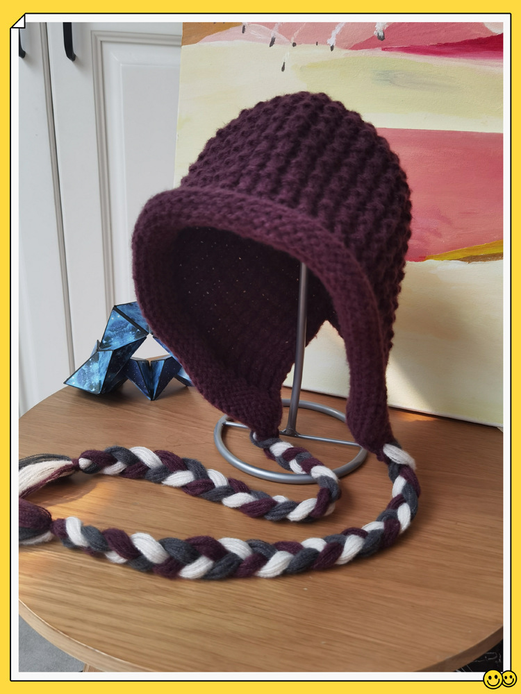 Tricoté pour femme en automne hiver, avec un petit visage, un style ethnique, un bonnet en tricot chaud et un chapeau Lei Feng_voghion.com