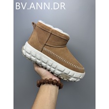 桑坡轮胎底mini雪地靴女冬季女鞋厚底皮毛一体加绒加厚东北短棉靴