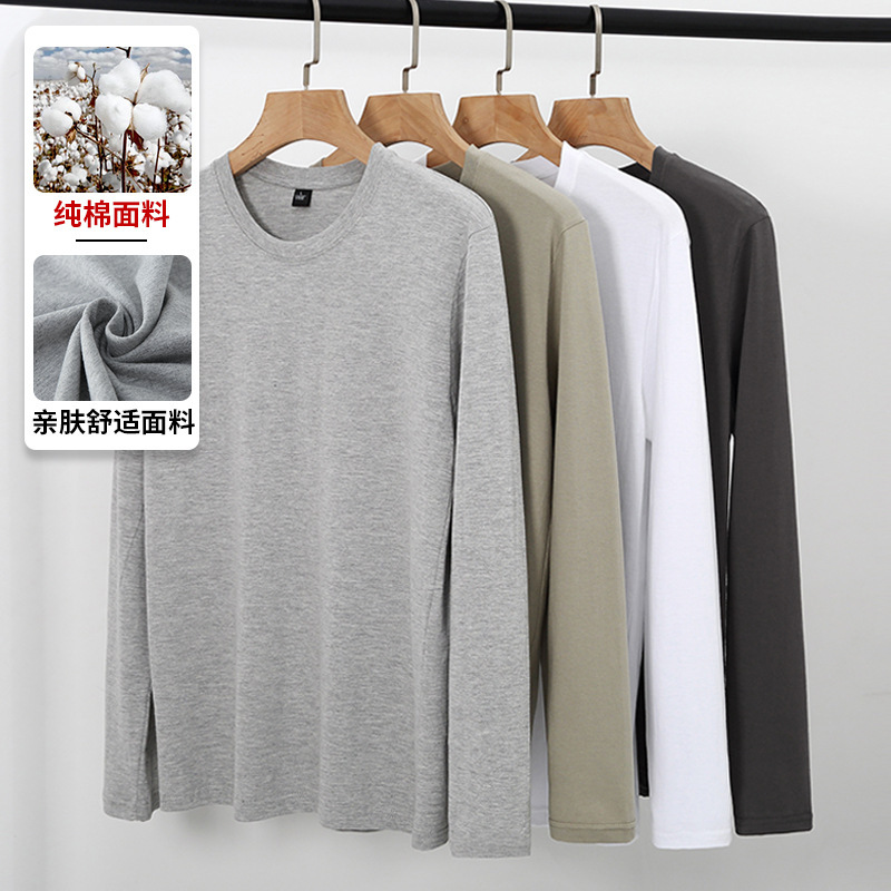 Spring and Autumn Dad Wear Thin Cotton Long-sleeved Top for Middle-aged and Elderly Men's Loose Long-sleeved T-shirt Men's Base Shirt Spring and Autumn Dad Wear Thin Cotton Long-sleeved Top for Middle-aged and Elderly Men's Loose Long-sleeved T-shirt Men's Base Shirt