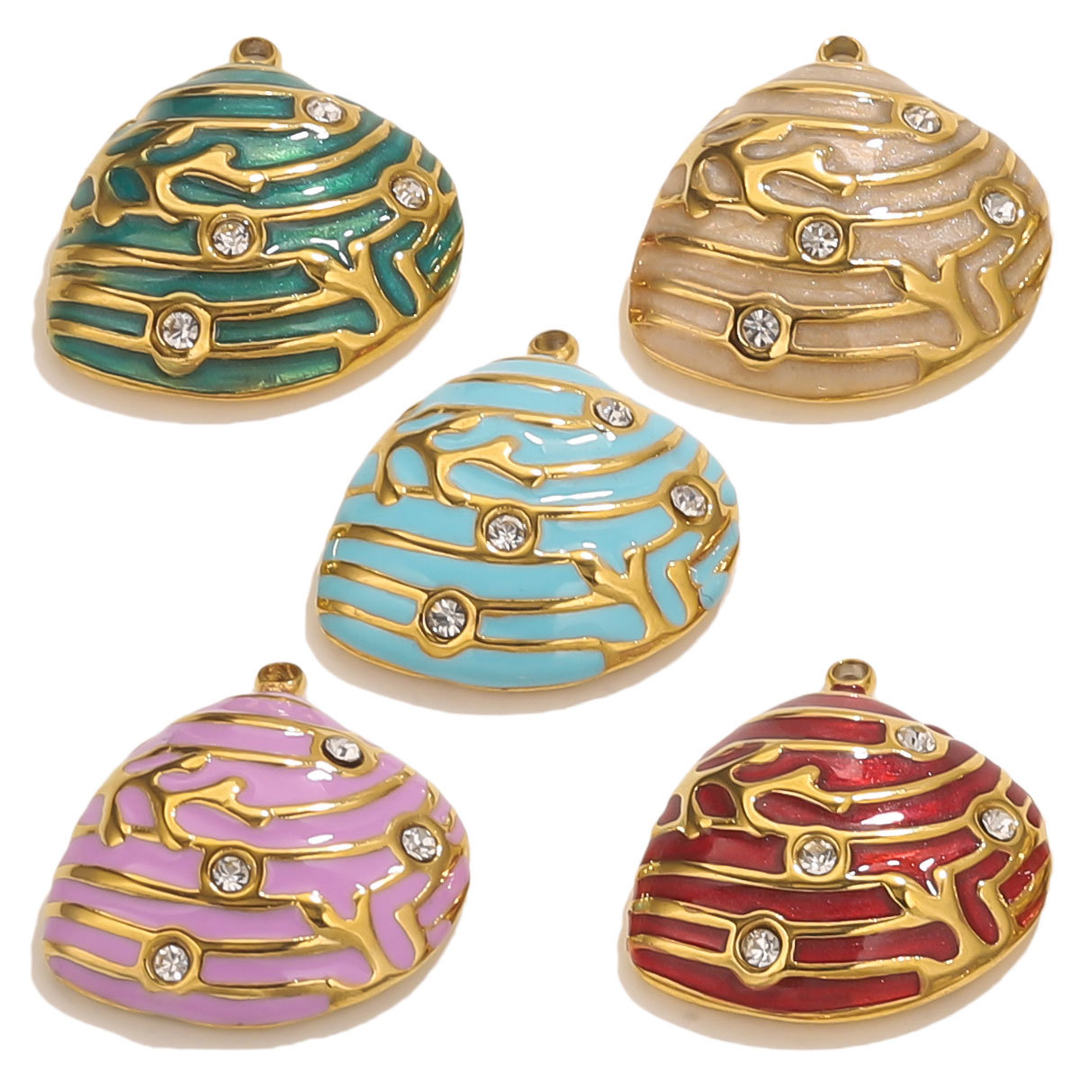 Acero inoxidable vacío de color goteo punto de perforación conchas colgante DIY joyas collar accesorios de pulsera al por mayor