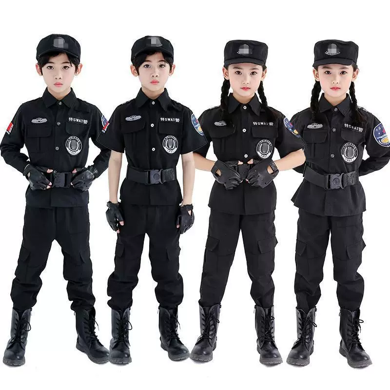 儿童特警服小警察演出服幼儿园男女童小公安表演服小警官角色扮演