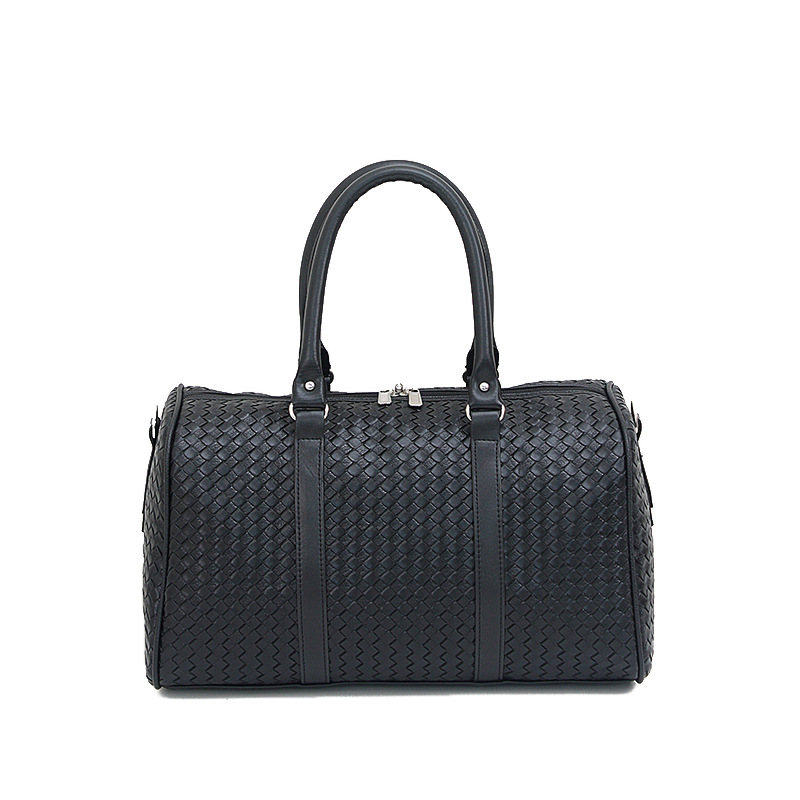 Nueva bolsa de viaje portátil tejida de gran capacidad para hombres y mujeres de hombro bolsa de equipaje bolsa de viaje de negocios negro