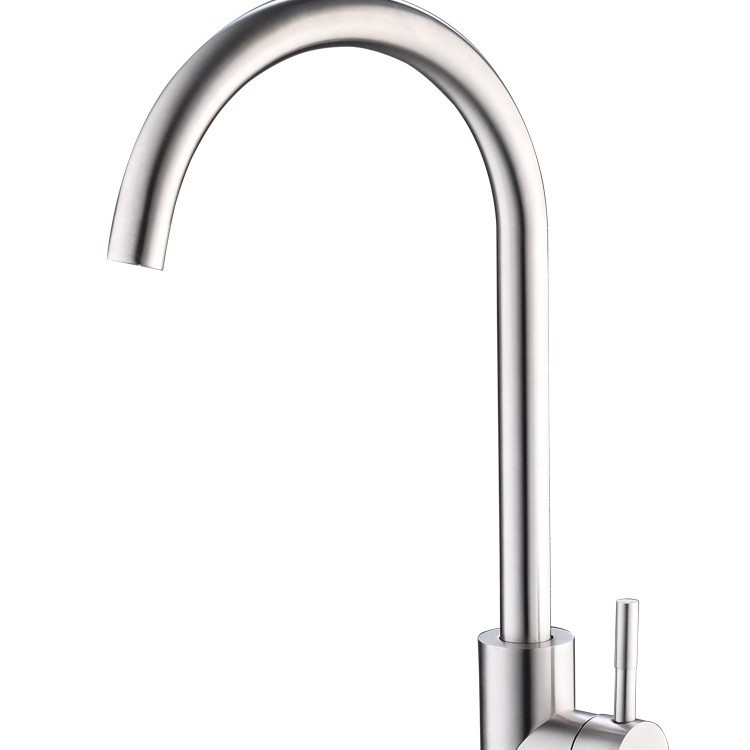 Cocina de acero inoxidable grifo caliente y fría pintura de acero inoxidable grande curvado cepillado de siete palabras fregadero de agua mezclada lavabo grifo image 5