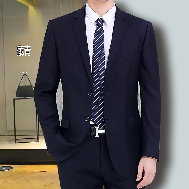 Spring and Autumn Men's Suit Jacket Business Professional Formal Workwear Interview Slim Fit Youth Black Suit Set Spring and Autumn Men's Suit Jacket Business Professional Formal Workwear Interview Slim Fit Youth Black Suit Set