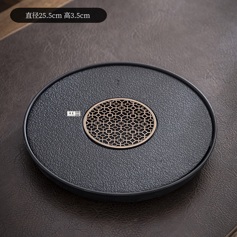 (가운데) 라운드 모조 우진 스톤 티 트레이 25*25 [물 저장 차 트레이]