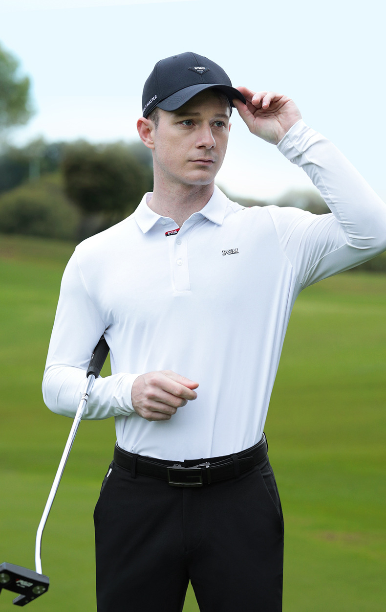 Áo polo golf nam dài tay lụa băng thể thao hè đục lỗ laser — Yf681-Áo Đen (tay áo lụa băng), Yf681-Áo Trắng (tay áo lụa băng) chi tiết 11