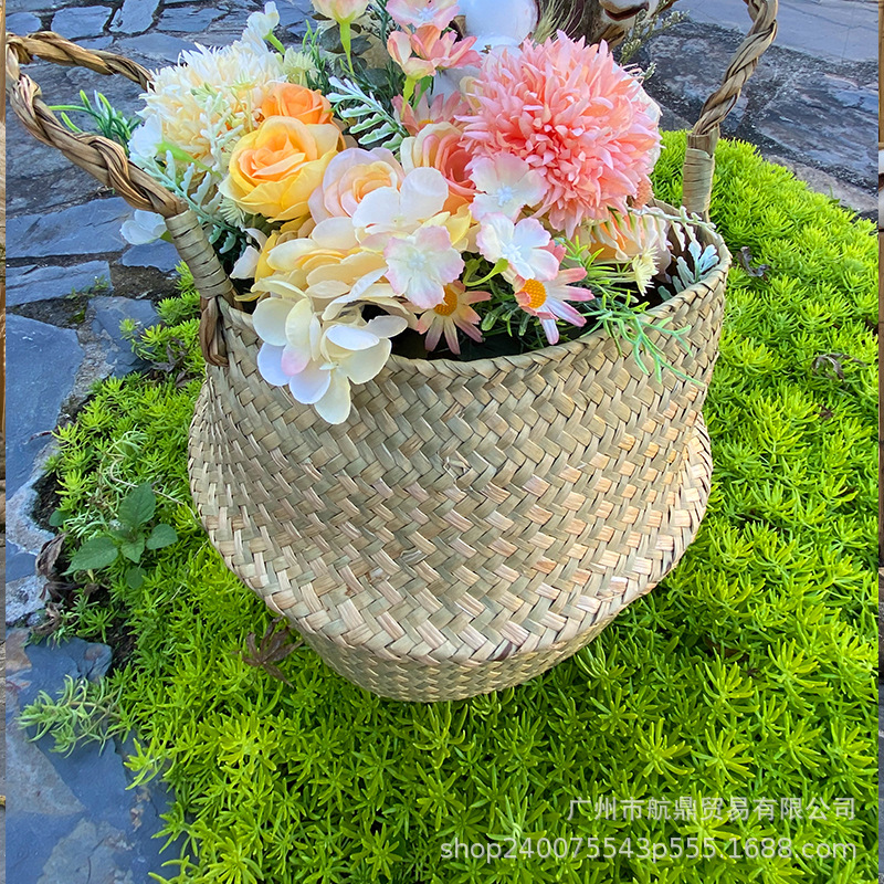 Grasas de mar tejidas a mano torsión varilla maceta medieval ligera lujoso alto sentido de viento silencioso almacenamiento de mano plegable azul