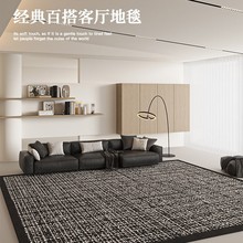 地毯客廳輕奢高級2025新款可擦免洗黑色小香風防水卧室沙發地墊