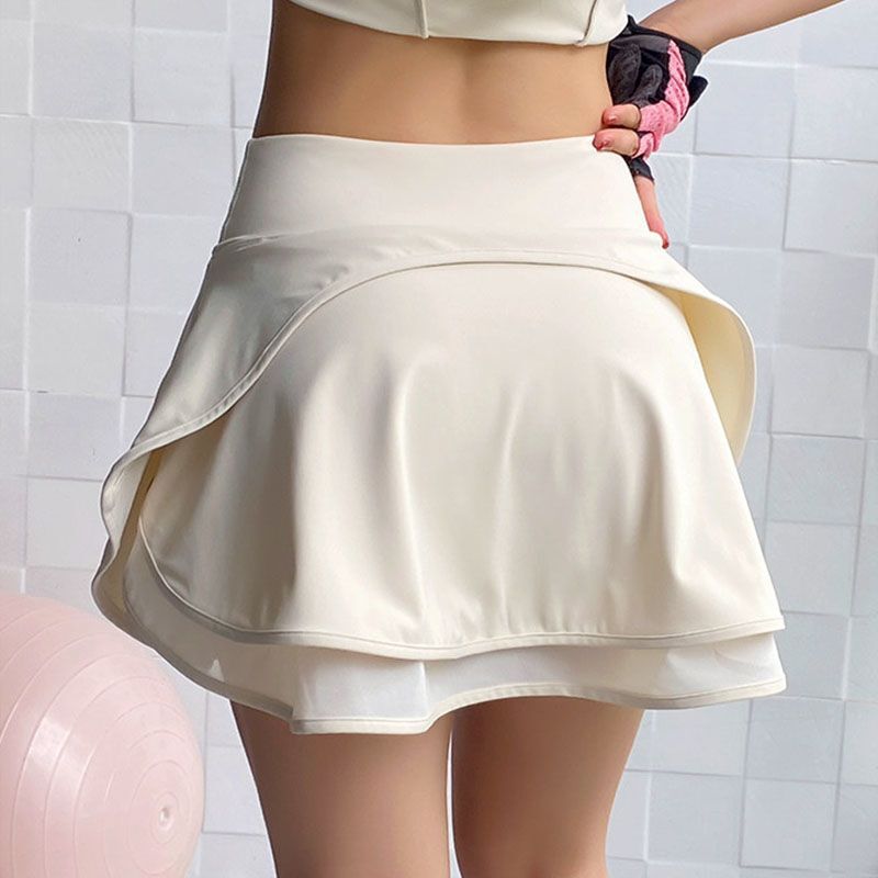 Solid Color Tennis Skirt with Lining, Faux Two-Piece Sports Shorts for Women, High-Waisted Running Training Yoga Fitness Skirt Shorts for Summer Solid Color Tennis Skirt with Lining, Faux Two-Piece Sports Shorts for Women, High-Waisted Running Training Yoga Fitness Skirt Shorts for Summer