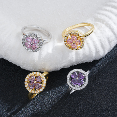 Tulip Rings Jewelry Cross-Border Copper Micro-Inlaid Zircon European and America