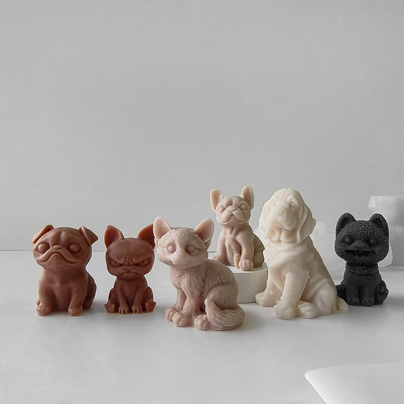 Jiahuimei cachorro enojado vela molde de silicona DIY hecho a mano epoxi animal cachorro enojado molde de yeso