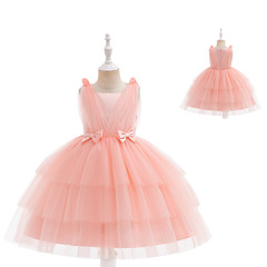 Summer Children's Dress Amazon Cross-border Autumn New Net Lace Full Lace Butterfly Knot Cake Dress Princess Dress