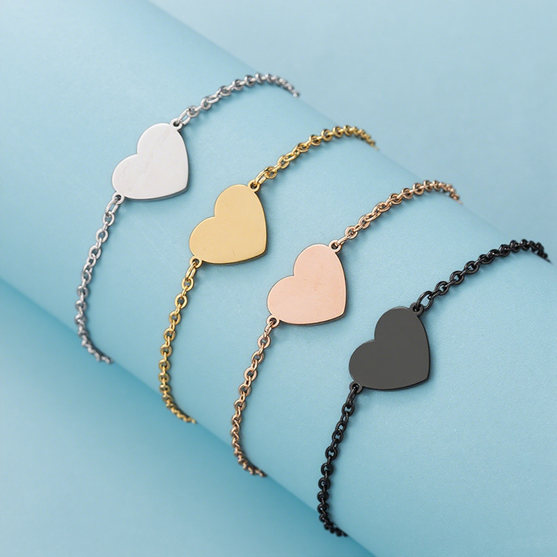 Cross-Border Spot Stainless Steel Outer Hole Heart-Shaped Bracelet Cross Chain Bracelet Blank Material Holiday Gift Bracelet Wholesale