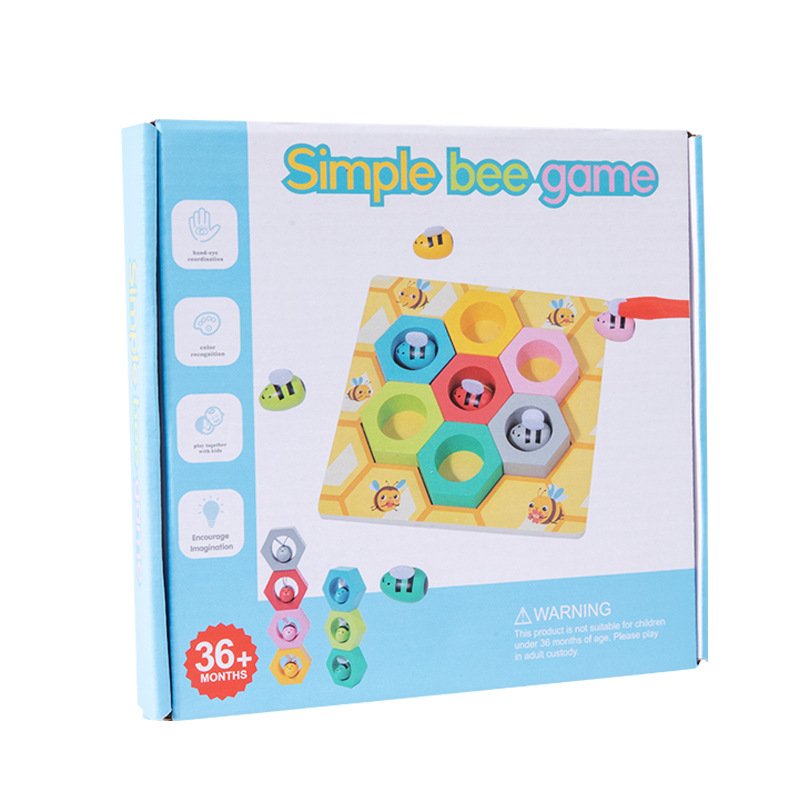 Juego de madera los niños educación temprana kindergarten color cognición juego colmena Jenga clip abeja juguetes educativos