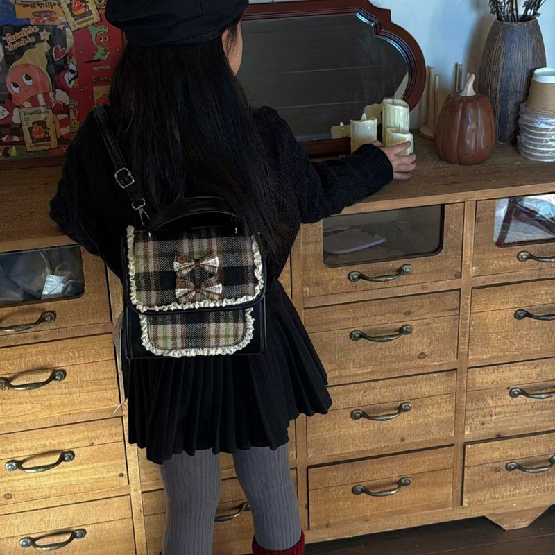 Coreano lindos arcos, mochila de encaje extranjero para niños y niñas, mochila mini para niños