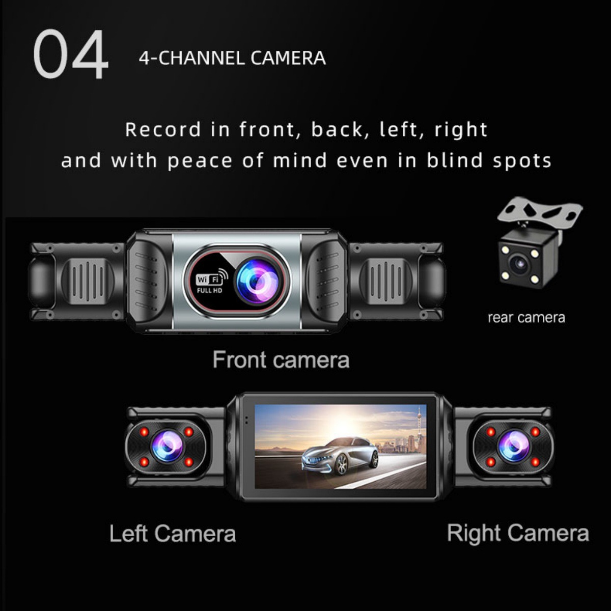 New 2K/4K Dash Cam, No Installation Required, Dual Front and Rear Cameras, Loop Recording, Reversing Camera, Night Vision