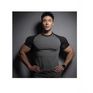 新款夏季男士运动休闲跑步健身房训练弹力打底短袖T恤衫夏季男士