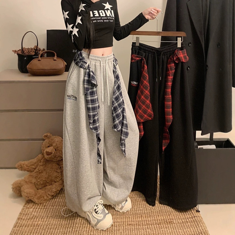 American Retro Hip-Hop Jazz Curved-Leg Pants Summer Student Korean Style Loose Casual Sports Pants