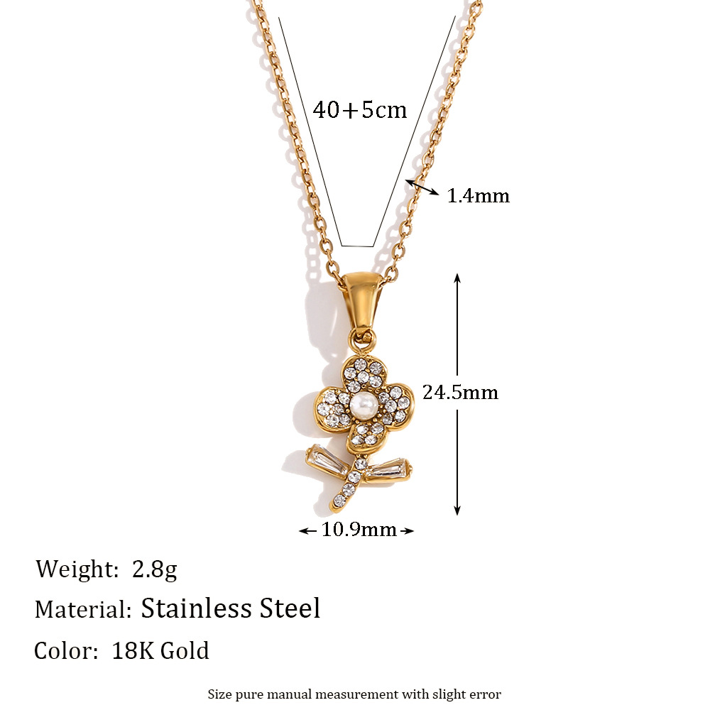 Flower Pendant Stainless Steel Necklace