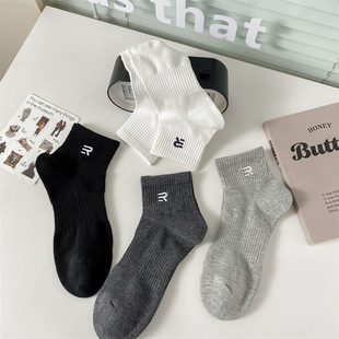 Socks Men's Ins Trendy Spring and Summer Thin Embroidered Boat Socks Mesh Breathable Versatile Short Socks Men's Waist Sports Socks
