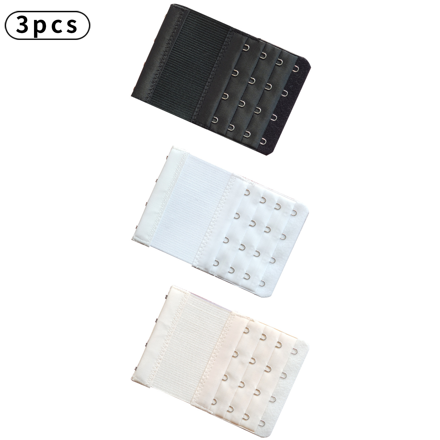 3pcs松緊鎖密四排四扣文胸加長扣彈性松緊內衣延長扣後背胸罩搭扣