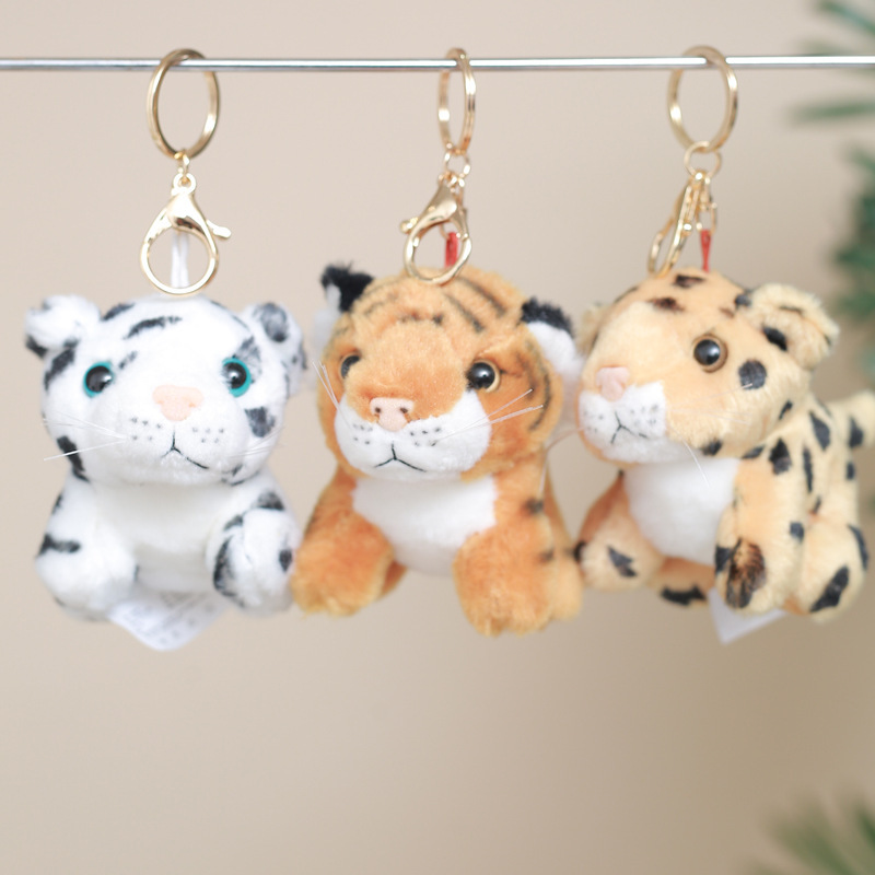 Zoo Tiger Keychain Tail Paw Leopard Backpack Pendant Rabbit Plush Pendant Gift