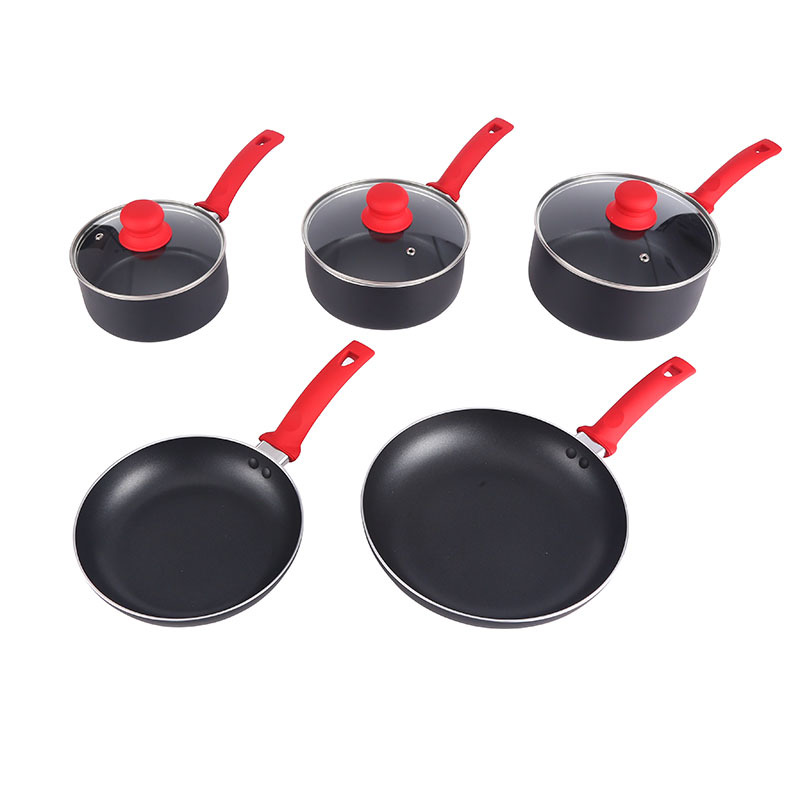 Yipinhong olla de aluminio utensilios de cocina traje no recubierto antiadherente sartén sopa doméstica olla de leche olla de cinco piezas conjunto comercio exterior