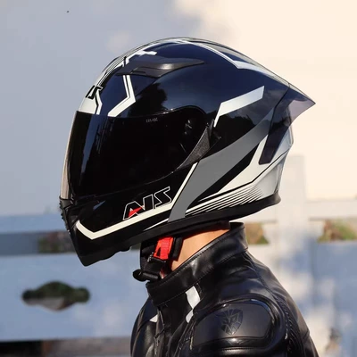 Ai Shi Helmet Motorcycle Full Helmet Electric Motorcycle Men's Big Head Circumference Four Seasons Motorcycle plus size Safety Helmet 3C (Motosiklet kaskı (dəbilqə)) - white-ant-black-tea-lenses-m